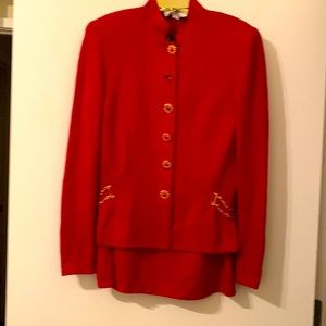 St John classic red skirt suit. size 12